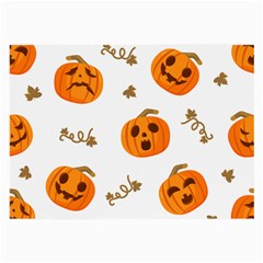 Funny Spooky Halloween Pumpkins Pattern White Orange Large Glasses Cloth (2-side) by HalloweenParty