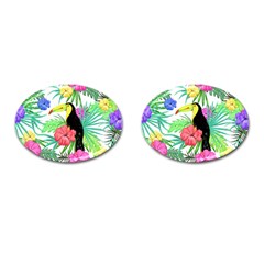 Leaves Tropical Nature Green Plant Cufflinks (oval) by Sapixe