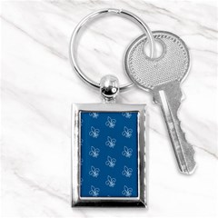 Quebec French Royal Fleur De Lys Elegant Pattern Blue Blue Quebec Fleur De Lys Pattern Blue Key Chains (rectangle)  by Quebec