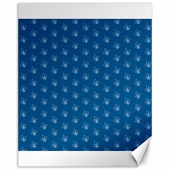 Quebec French Royal Fleur De Lys Elegant Pattern Blue Blue Quebec Fleur De Lys Pattern Blue Canvas 16  X 20  by Quebec