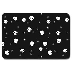 Pattern Skull Stars Halloween Gothic On Black Background Large Doormat  by genx