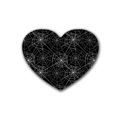 Pattern Spiderweb Halloween Gothic On Black Background Heart Coaster (4 Pack)  by genx