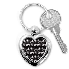 Pattern Skull Bones Halloween Gothic On Black Background Key Chains (heart)  by genx