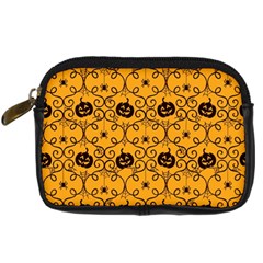 Pattern Pumpkin Spider Vintage Halloween Gothic Orange And Black Digital Camera Leather Case by genx
