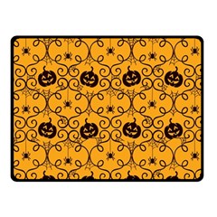 Pattern Pumpkin Spider Vintage Halloween Gothic Orange And Black Fleece Blanket (small) by genx