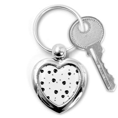 Pattern Skull Stars Handrawn Naive Halloween Gothic Black And White Key Chains (heart)  by genx