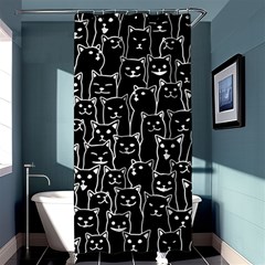 Funny Cat Pattern Organic Style Minimalist On Black Background Shower Curtain 36  X 72  (stall)  by genx
