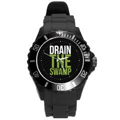 Drain The Swamp Maga Green And Gray Round Plastic Sport Watch (l) by snek