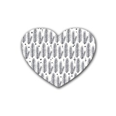 Christmas Pine Pattern Organic Hand Drawn Modern Black And White Rubber Coaster (heart)  by genx