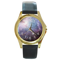 Orion Nebula Pastel Violet Purple Turquoise Blue Star Formation  Round Gold Metal Watch by genx