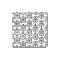 Scarab Pattern Egyptian Mythology Black And White Square Magnet by genx