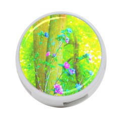 Hot Pink Abstract Rose Of Sharon On Bright Yellow 4-port Usb Hub (two Sides) by myrubiogarden