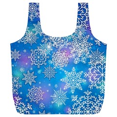 Snowflake Background Blue Purple Full Print Recycle Bag (xl) by Wegoenart