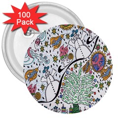 Sledscape 3  Buttons (100 Pack)  by chellerayartisans