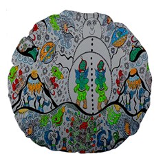 Supersonic Volcano Snowman Large 18  Premium Round Cushions by chellerayartisans