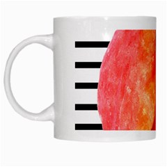 Red Tulip And Black Stripes White Mugs by picsaspassion