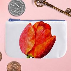 Red Tulip, Watercolor Art Large Coin Purse by picsaspassion