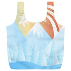 Winter Landscape Star Mountains Full Print Recycle Bag (xl) by Wegoenart