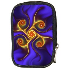 Fractal Neon Blue Bright Fantasy Compact Camera Leather Case by Wegoenart