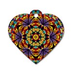 Flowers Kaleidoscope Art Pattern Dog Tag Heart (Two Sides) Back