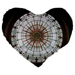 Dome Glass Architecture Glass Dome Large 19  Premium Flano Heart Shape Cushions by Wegoenart