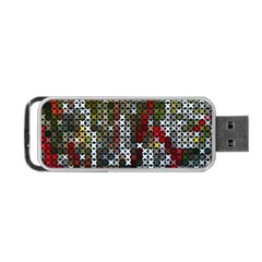 Christmas Cross Stitch Background Portable Usb Flash (two Sides) by Wegoenart