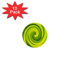 Groovy Abstract Green Liquid Art Swirl Painting 1  Mini Buttons (10 Pack)  by myrubiogarden