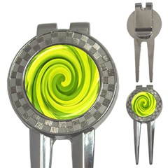Groovy Abstract Green Liquid Art Swirl Painting 3-in-1 Golf Divots by myrubiogarden