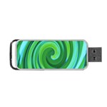 Groovy Abstract Turquoise Liquid Swirl Painting Portable USB Flash (Two Sides) Front