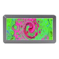 Groovy Abstract Green And Red Lava Liquid Swirl Memory Card Reader (mini) by myrubiogarden