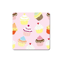 Cupcakes Wallpaper Paper Background Square Magnet by Pakrebo
