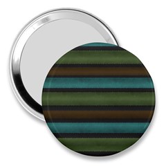Stripes Teal Yellow Brown Grey 3  Handbag Mirrors by BrightVibesDesign