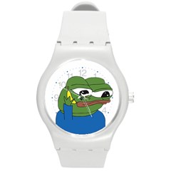 Apu Apustaja With Banana Phone Wall Eyed Pepe The Frog Kekistan Round Plastic Sport Watch (m) by snek