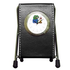 Apu Apustaja Roasting A Snail On A Campfire Pepe The Frog Pepethefrog The Helper Kekistan Pen Holder Desk Clock by snek