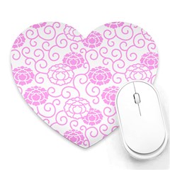 Peony Spring Flowers Heart Mousepads by Mariart