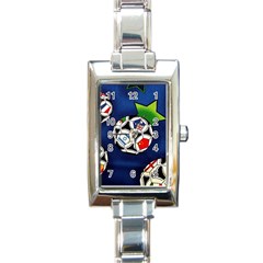 Textile Football Soccer Fabric Rectangle Italian Charm Watch by Pakrebo