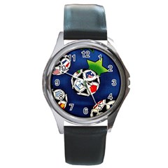 Textile Football Soccer Fabric Round Metal Watch by Pakrebo