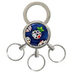 Textile Football Soccer Fabric 3-Ring Key Chains Front