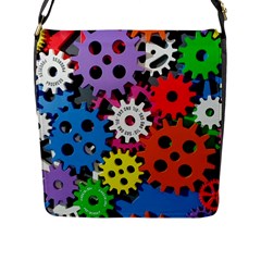 The Gears Are Turning Flap Closure Messenger Bag (l) by WensdaiAmbrose