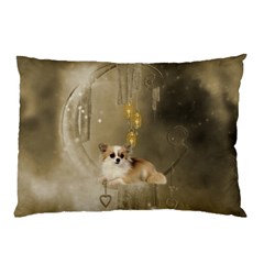 Cute Little Chihuahua With Hearts On The Moon Pillow Case (two Sides) by FantasyWorld7