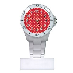 Red Hot Polka Dots Plastic Nurses Watch by WensdaiAmbrose