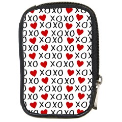 Xo Valentines Day Pattern Compact Camera Leather Case by Valentinaart