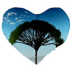 Tree And Blue Sky Large 19  Premium Flano Heart Shape Cushions by LoolyElzayat