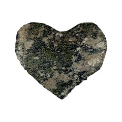 Grunge Camo Print Design Standard 16  Premium Flano Heart Shape Cushions by dflcprintsclothing