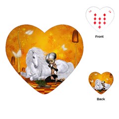 Wonderful Unicorn With Fairy Playing Cards (heart) by FantasyWorld7
