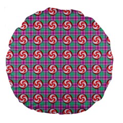 Peppermint Candy Pink Plaid Large 18  Premium Round Cushions by snowwhitegirl