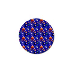 Halloween Treats Pattern Blue Golf Ball Marker by snowwhitegirl