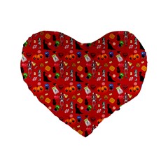 Halloween Treats Pattern Red Standard 16  Premium Flano Heart Shape Cushions by snowwhitegirl