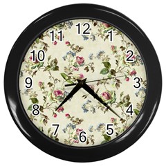 Vintage Roses Wall Clock (black) by retrotoomoderndesigns