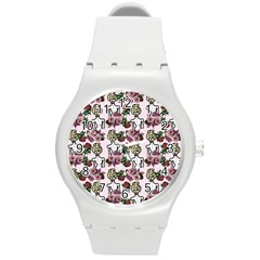 Victorian Girl Pink Round Plastic Sport Watch (m) by snowwhitegirl